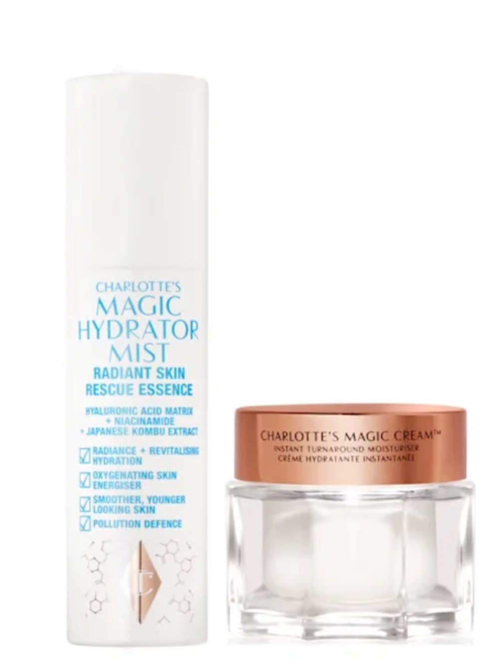 Charlotte Tilbury White Hydrator Mist & Rose Gold Lid Magic Cream Set